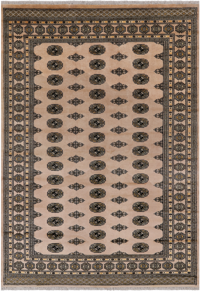 Ivory Bokhara Handmade Wool Rug - 6' 0" X 8' 8"