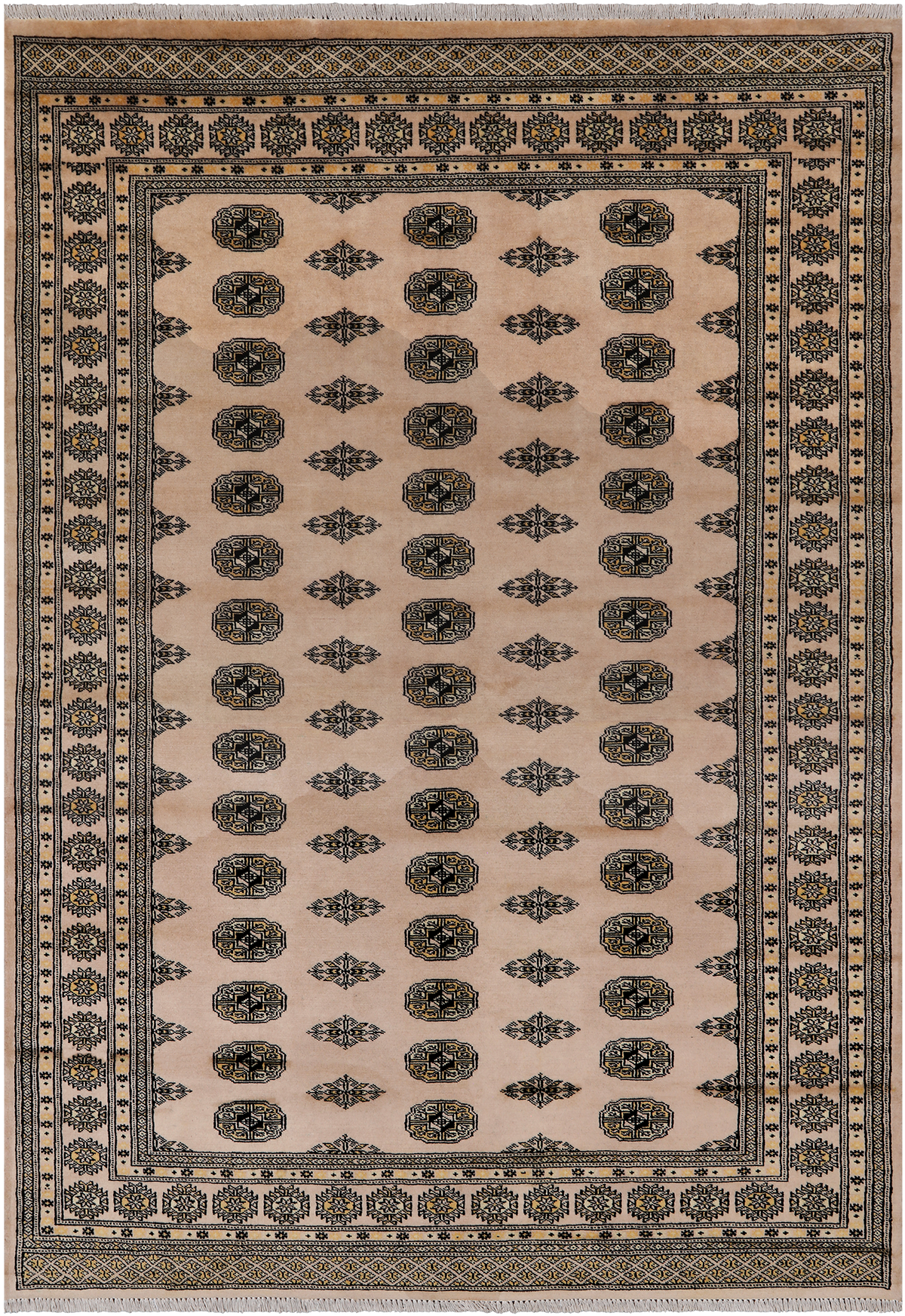 Ivory Bokhara Handmade Wool Rug - 6' 0" X 8' 8"