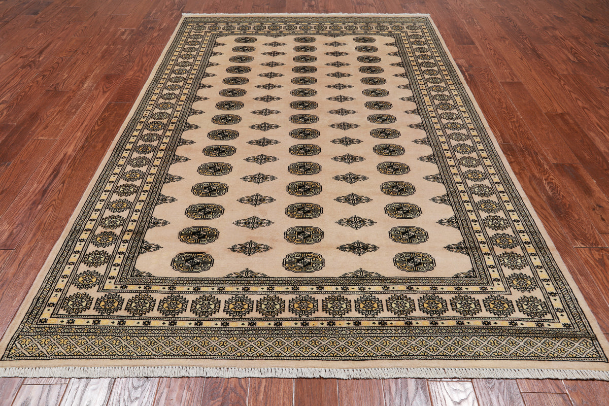 Ivory Bokhara Handmade Wool Rug - 6' 0" X 8' 8"