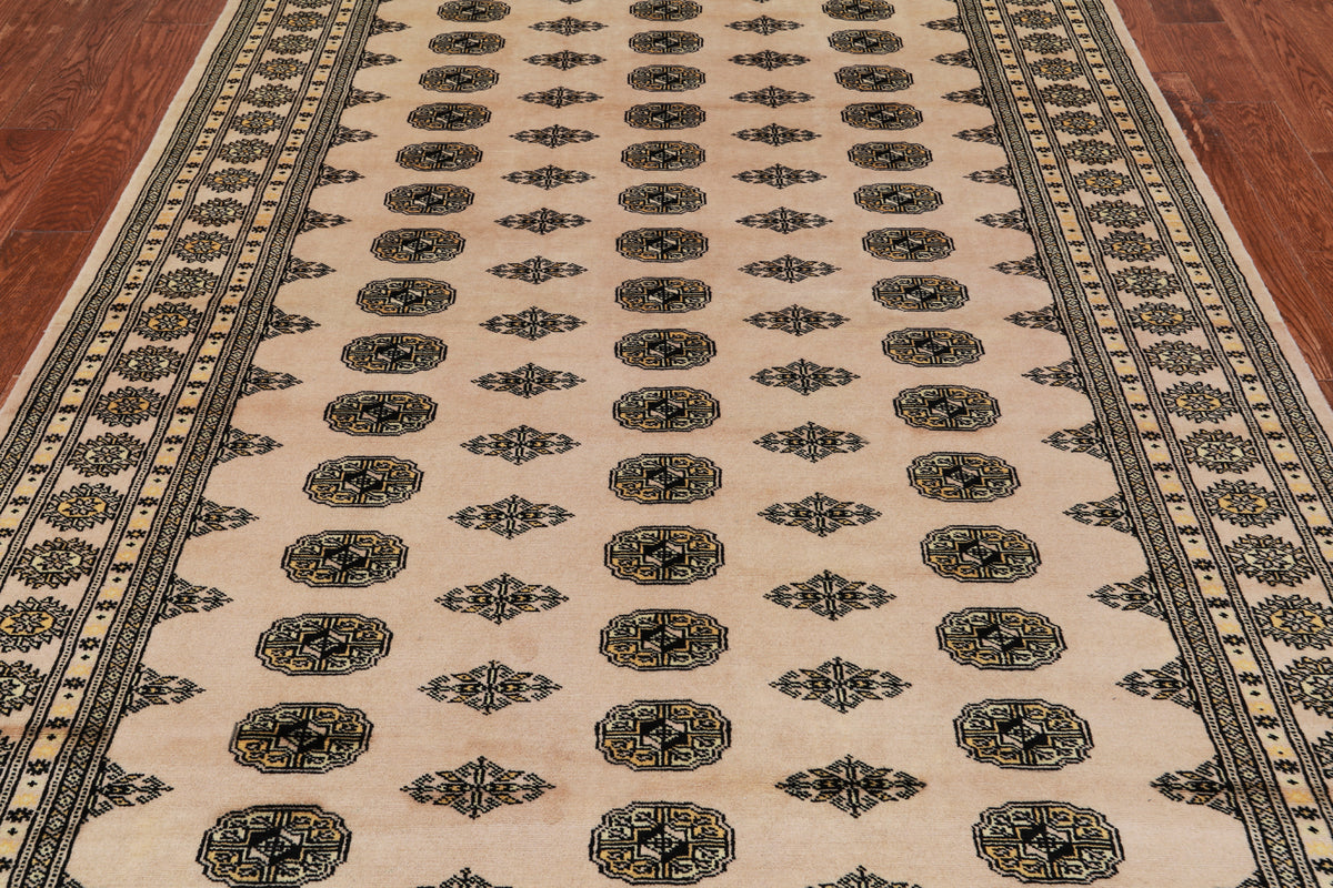 Ivory Bokhara Handmade Wool Rug - 6' 0" X 8' 8"