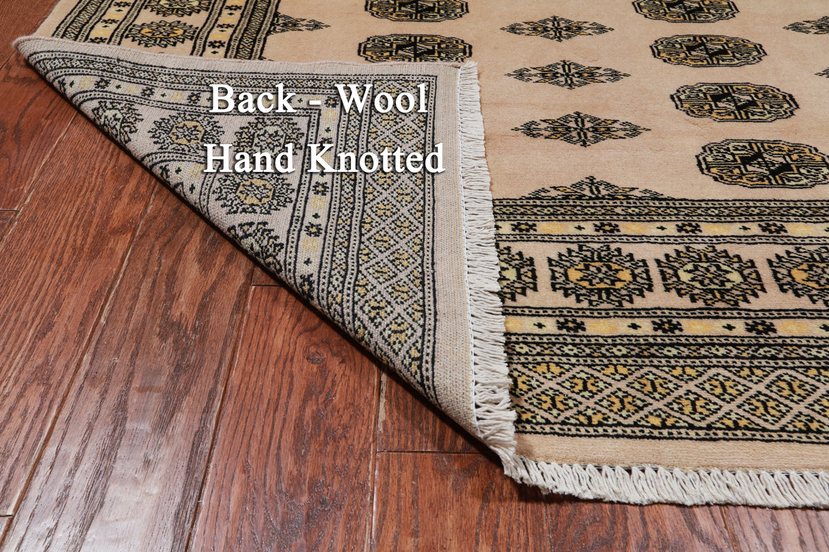 Ivory Bokhara Handmade Wool Rug - 6' 0" X 8' 8"