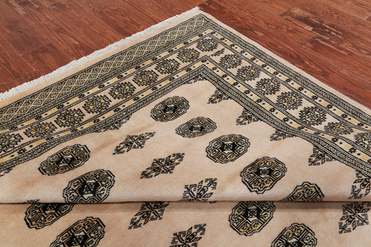 Ivory Bokhara Handmade Wool Rug - 6' 0" X 8' 8"