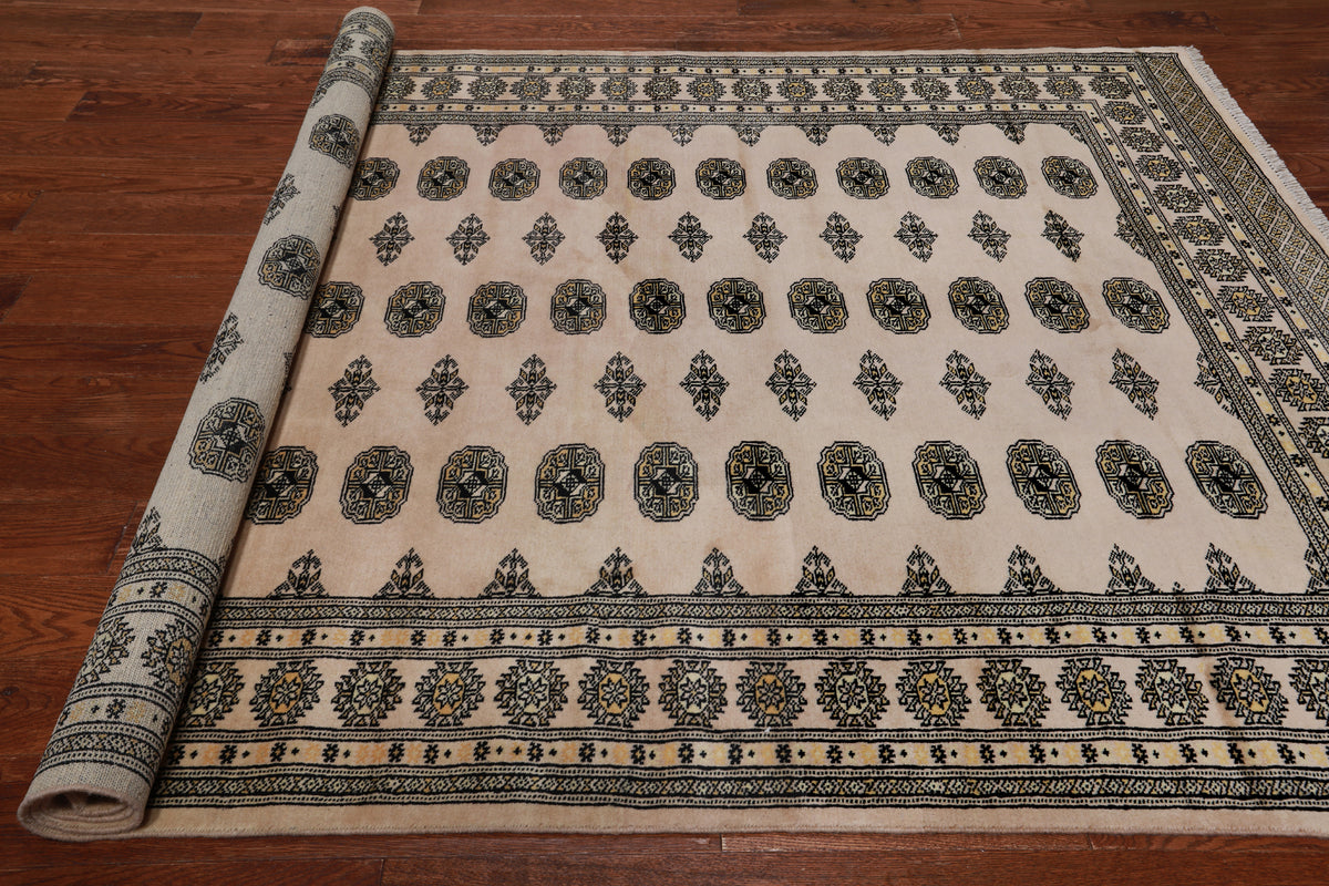 Ivory Bokhara Handmade Wool Rug - 6' 0" X 8' 8"