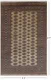Olive Green Bokhara Hand-Knotted Wool Rug - 6' 0" X 9' 7"