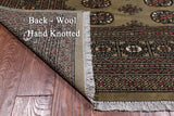 Olive Green Bokhara Hand-Knotted Wool Rug - 6' 0" X 9' 7"