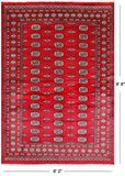 Red Bokhara Handmade Wool Rug - 6' 2" X 8' 8"
