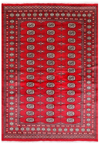 Red Bokhara Handmade Wool Rug - 6' 2" X 8' 8"