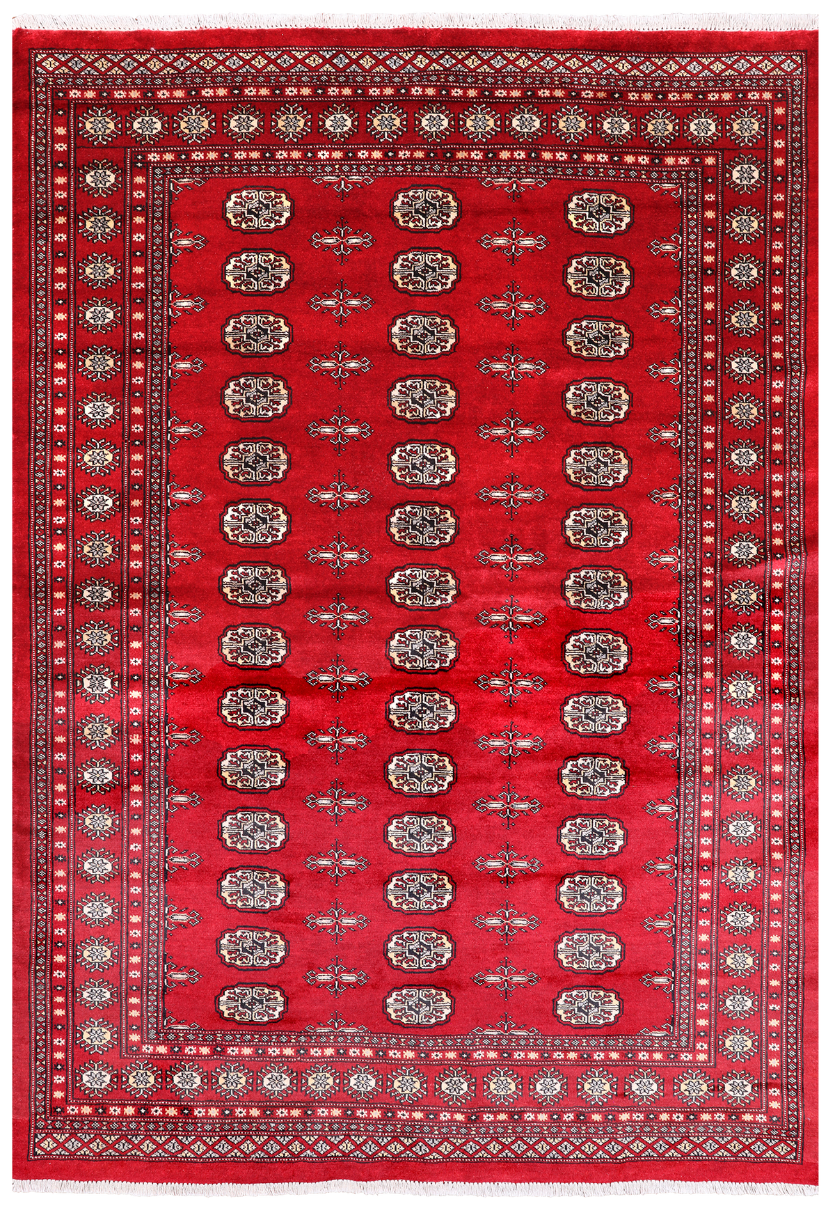 Red Bokhara Handmade Wool Rug - 6' 2" X 8' 8"