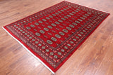 Red Bokhara Handmade Wool Rug - 6' 2" X 8' 8"