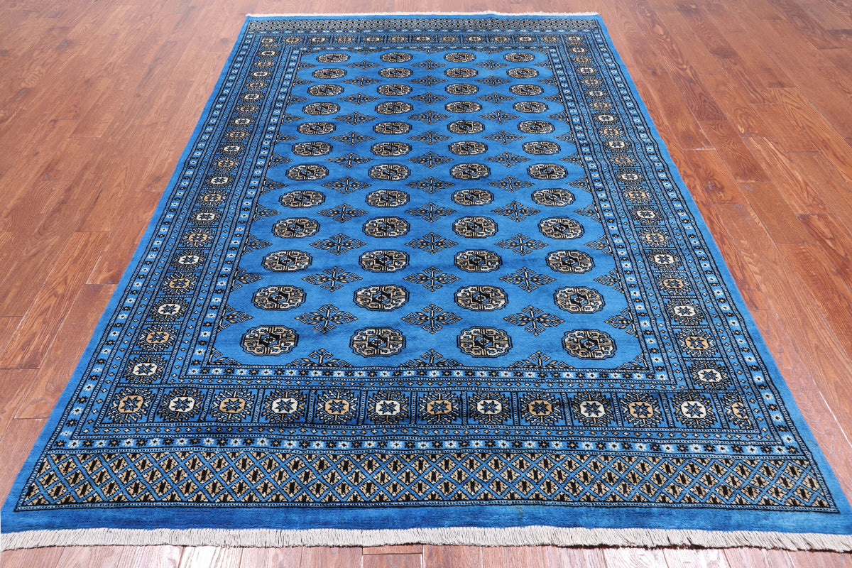 Blue Bokhara Hand Knotted Wool Rug - 6' 1" X 8' 11"