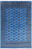 Blue Bokhara Hand Knotted Wool Rug - 6' 1" X 8' 11"