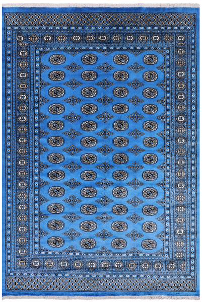 Blue Bokhara Hand Knotted Wool Rug - 6' 1" X 8' 11"