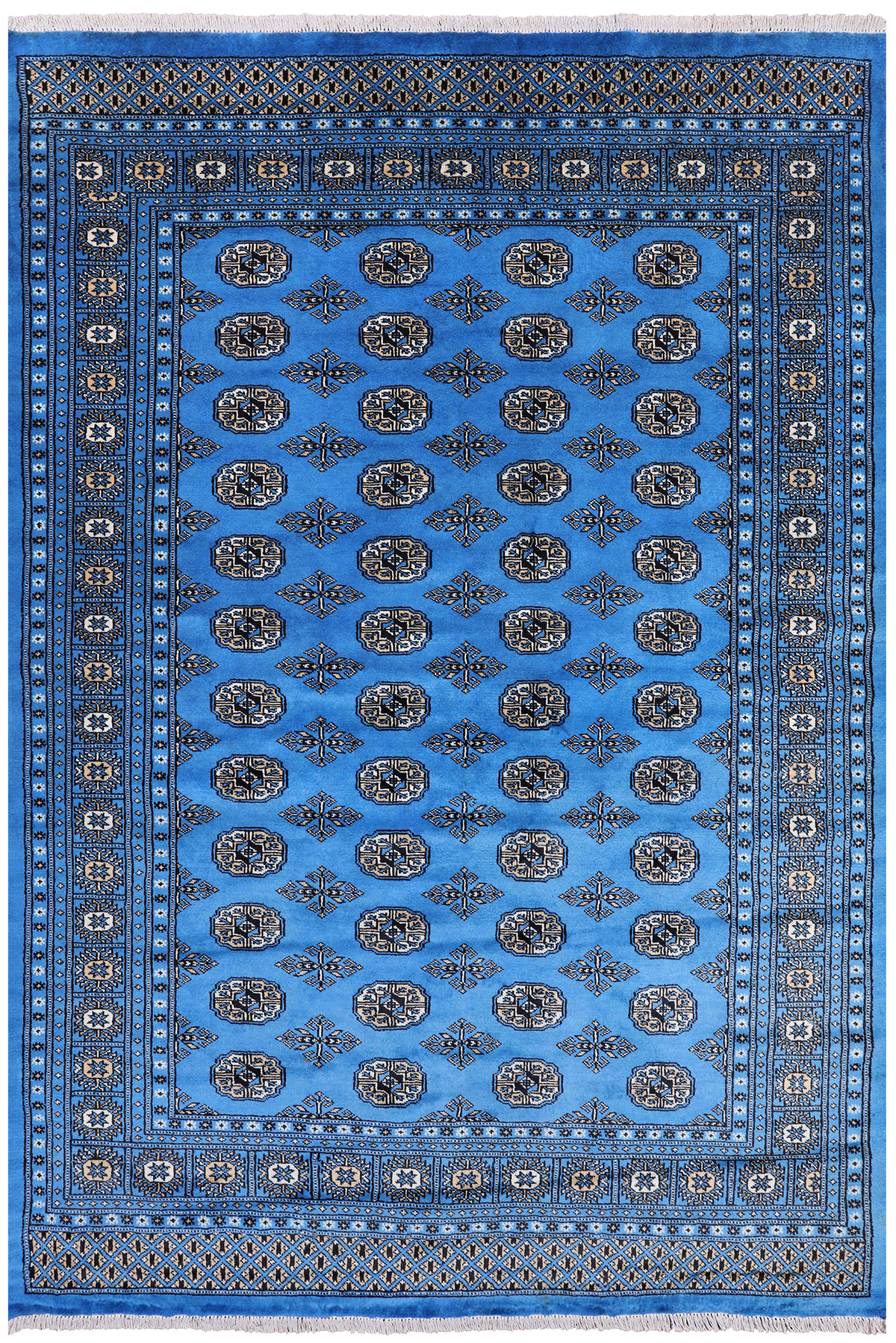 Blue Bokhara Hand Knotted Wool Rug - 6' 1" X 8' 11"