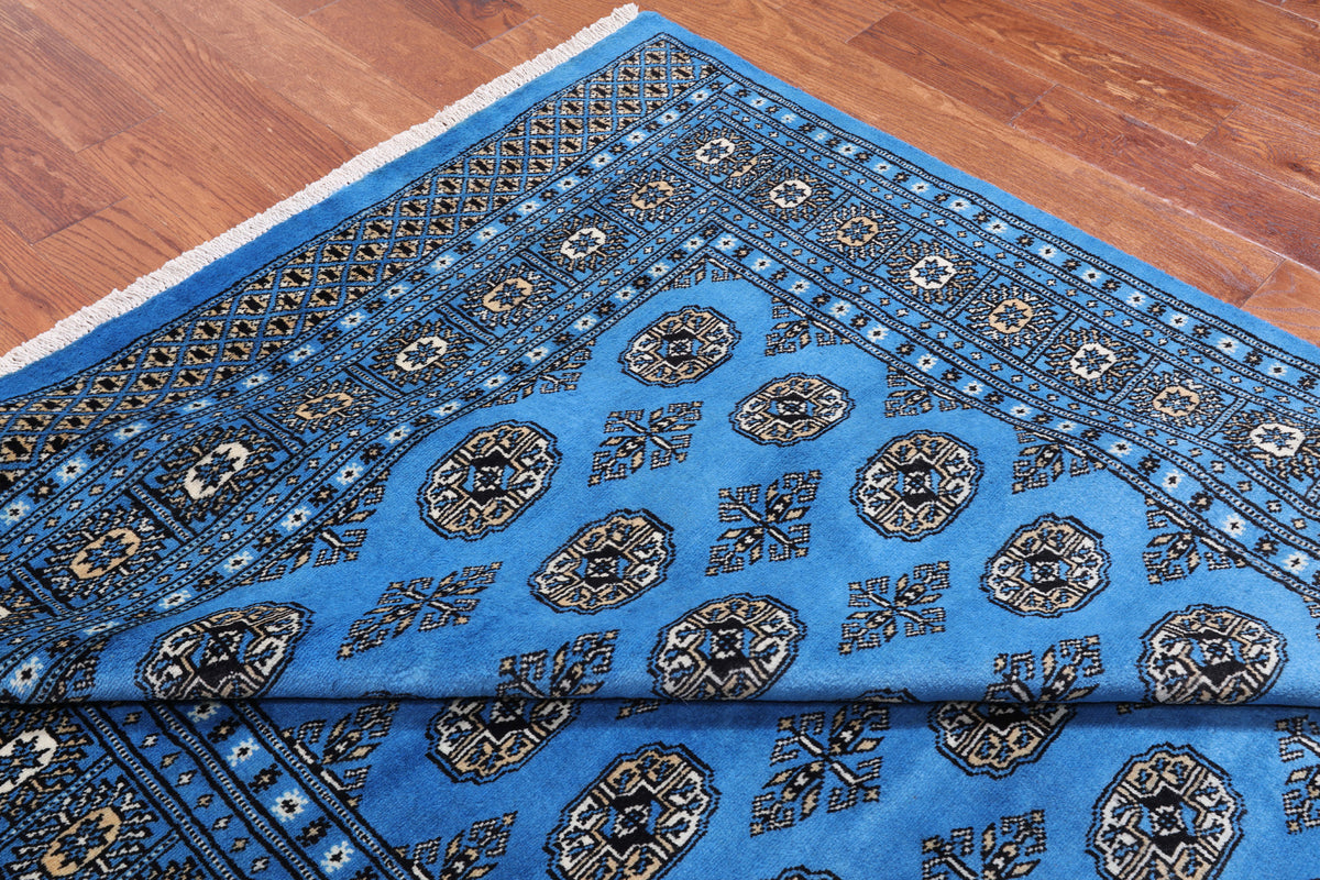 Blue Bokhara Hand Knotted Wool Rug - 6' 1" X 8' 11"