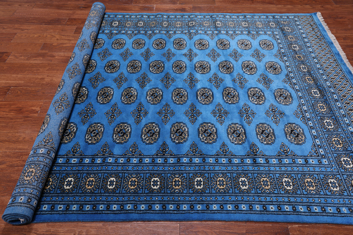 Blue Bokhara Hand Knotted Wool Rug - 6' 1" X 8' 11"