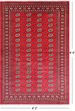 Red Bokhara Hand Knotted Wool Rug - 6' 2" X 9' 5"