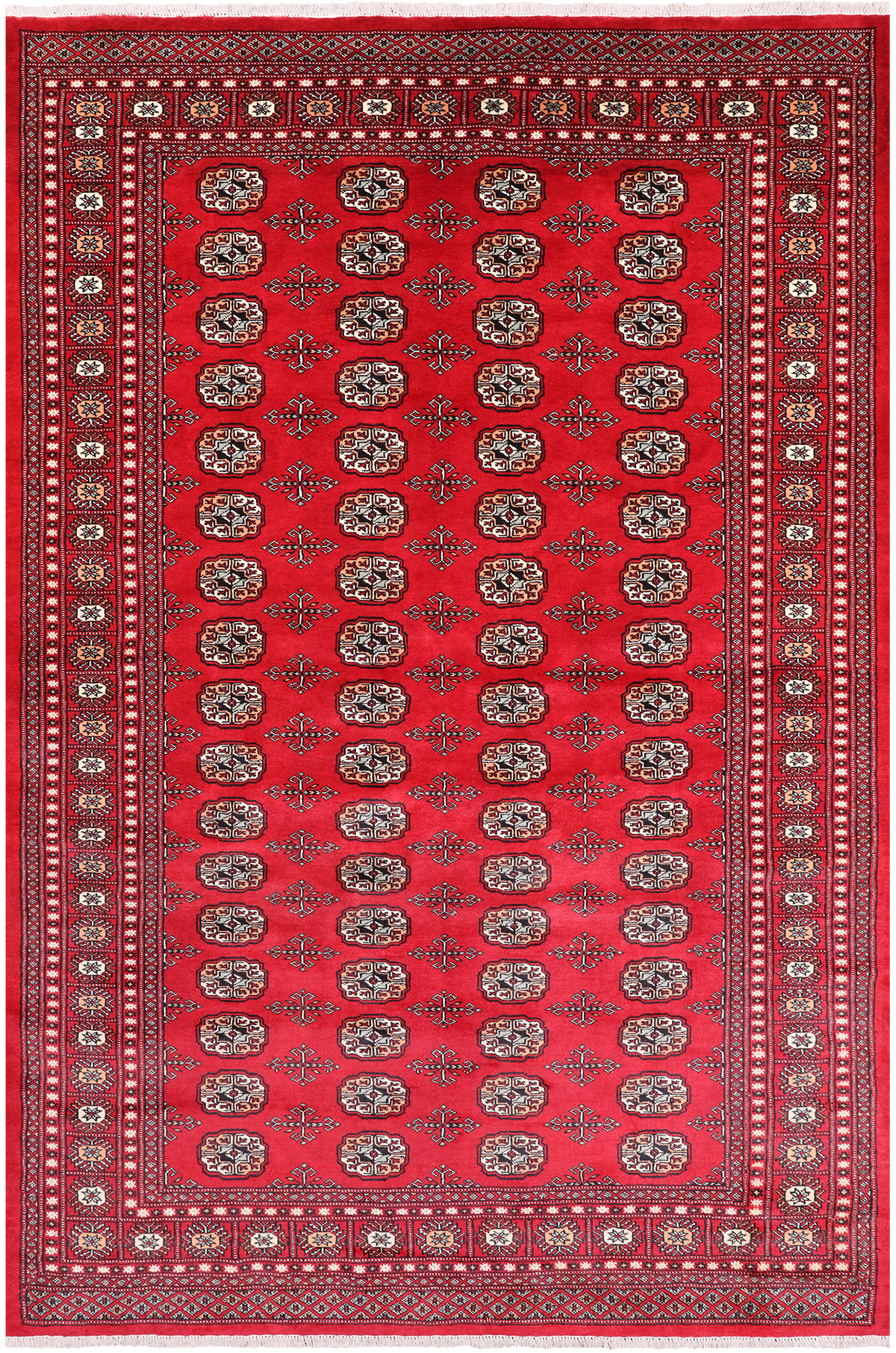 Red Bokhara Hand Knotted Wool Rug - 6' 2" X 9' 5"