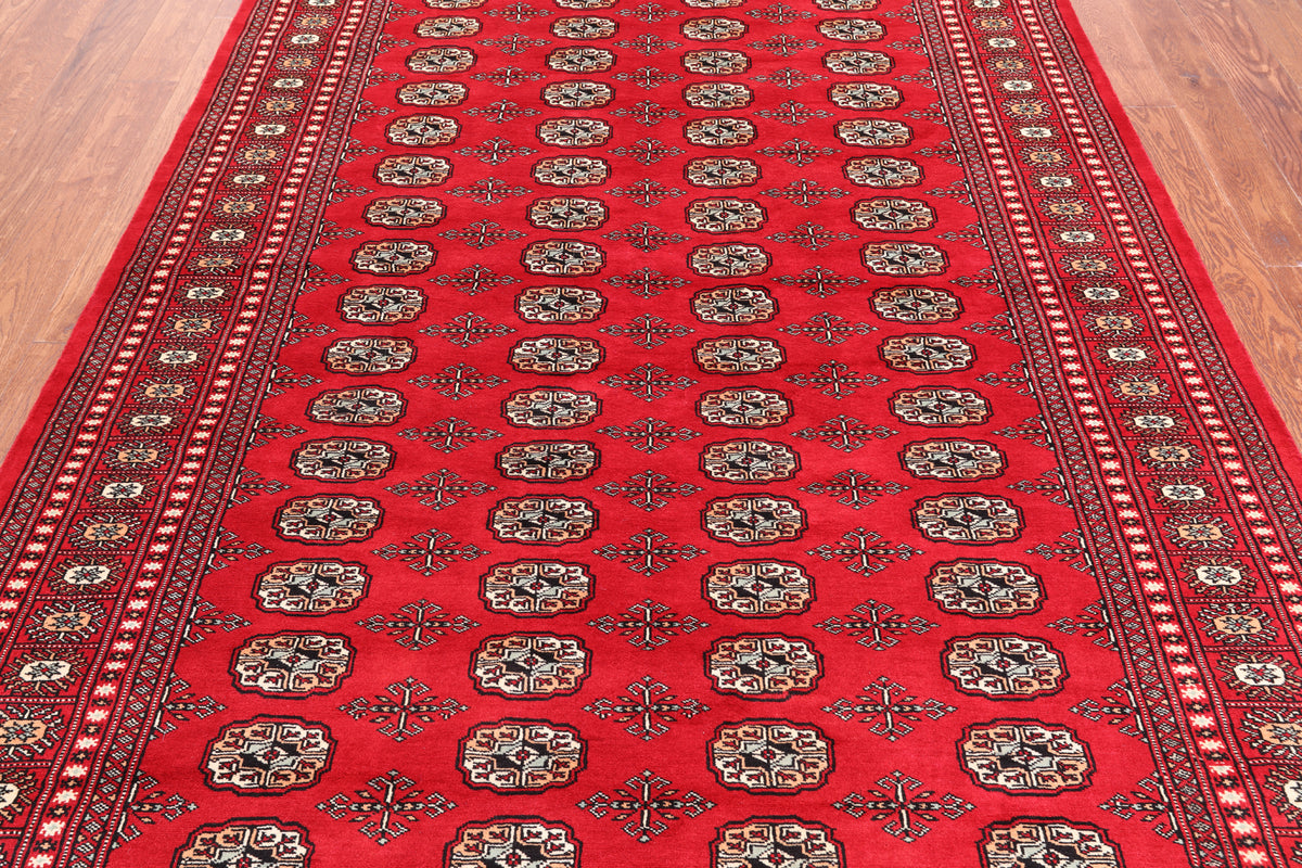 Red Bokhara Hand Knotted Wool Rug - 6' 2" X 9' 5"