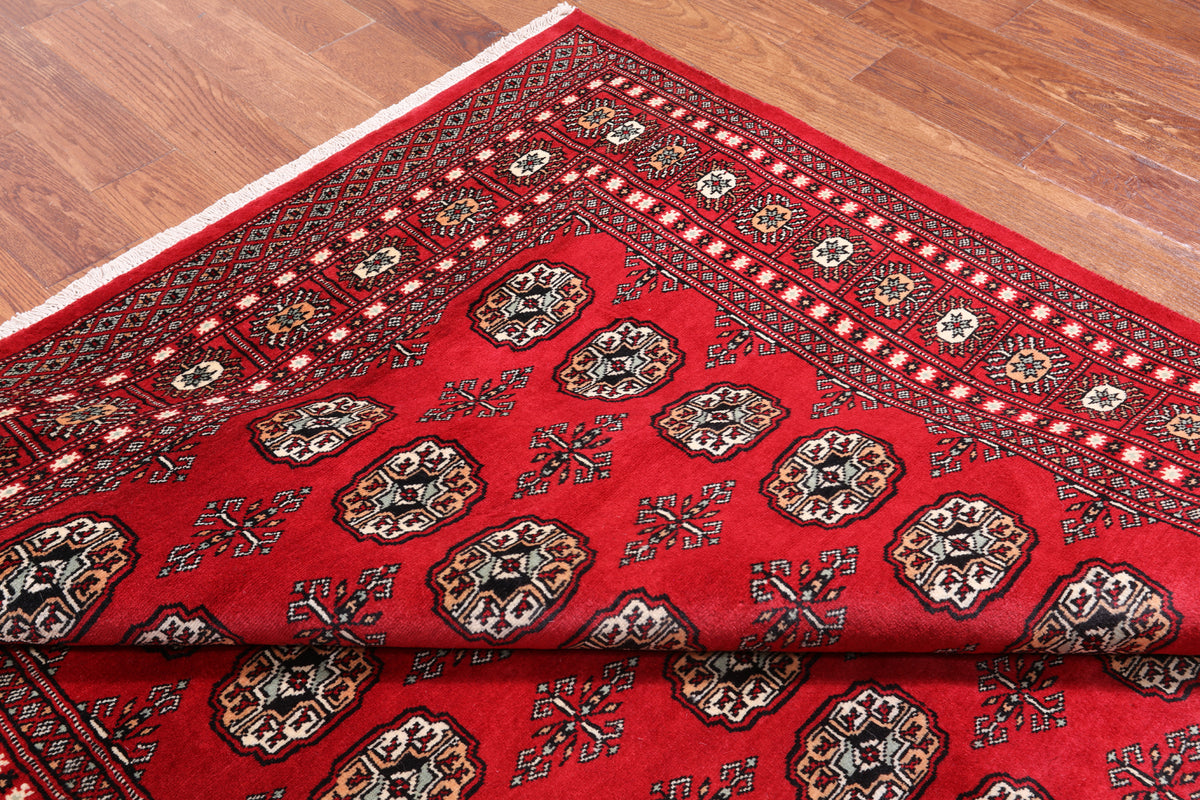 Red Bokhara Hand Knotted Wool Rug - 6' 2" X 9' 5"