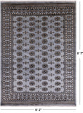 Grey Bokhara Handmade Wool Rug - 6' 2" X 8' 7"