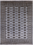 Grey Bokhara Handmade Wool Rug - 6' 2" X 8' 7"
