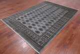 Grey Bokhara Handmade Wool Rug - 6' 2" X 8' 7"