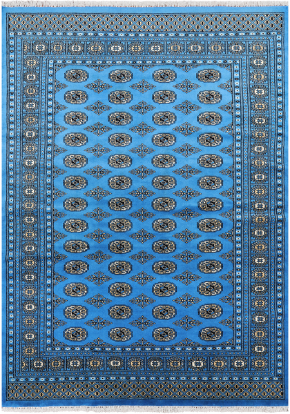 Blue Bokhara Handmade Wool Rug - 6' 1" X 8' 9"