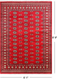 Red Bokhara Hand-Knotted Wool Rug - 6' 1" X 8' 9"