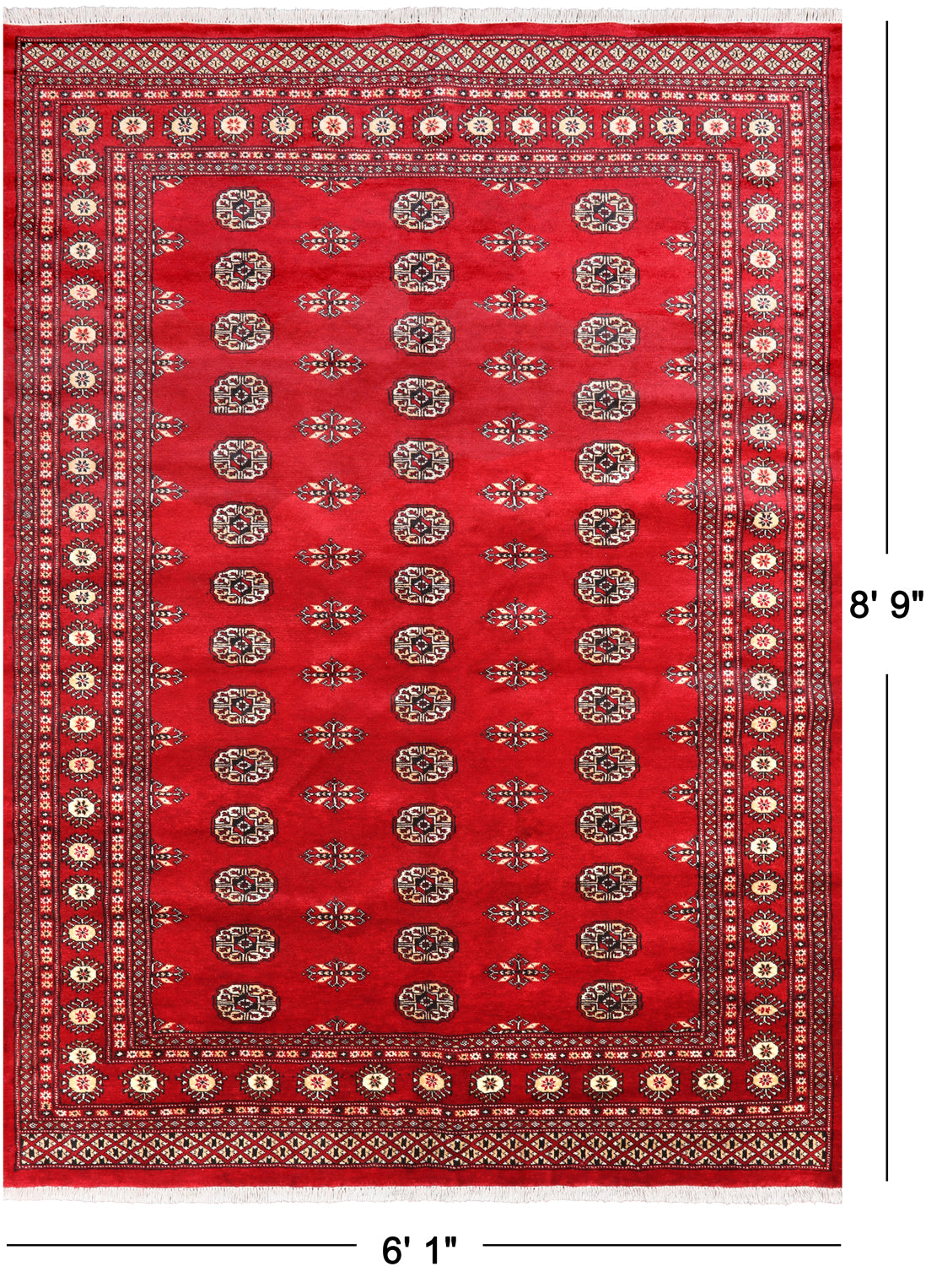 Red Bokhara Hand-Knotted Wool Rug - 6' 1" X 8' 9"