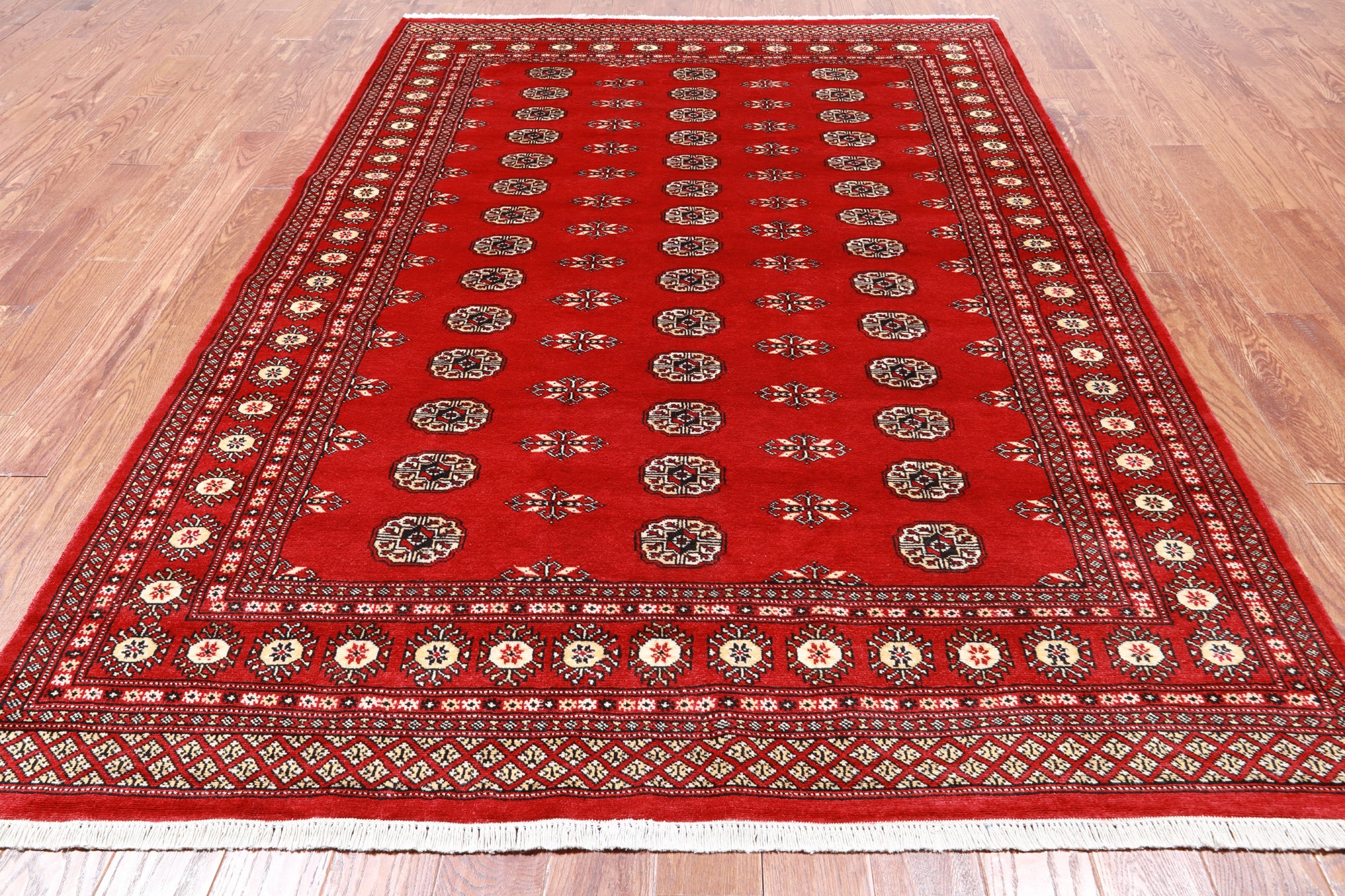 Red Bokhara Hand-Knotted Wool Rug - 6' 1" X 8' 9"