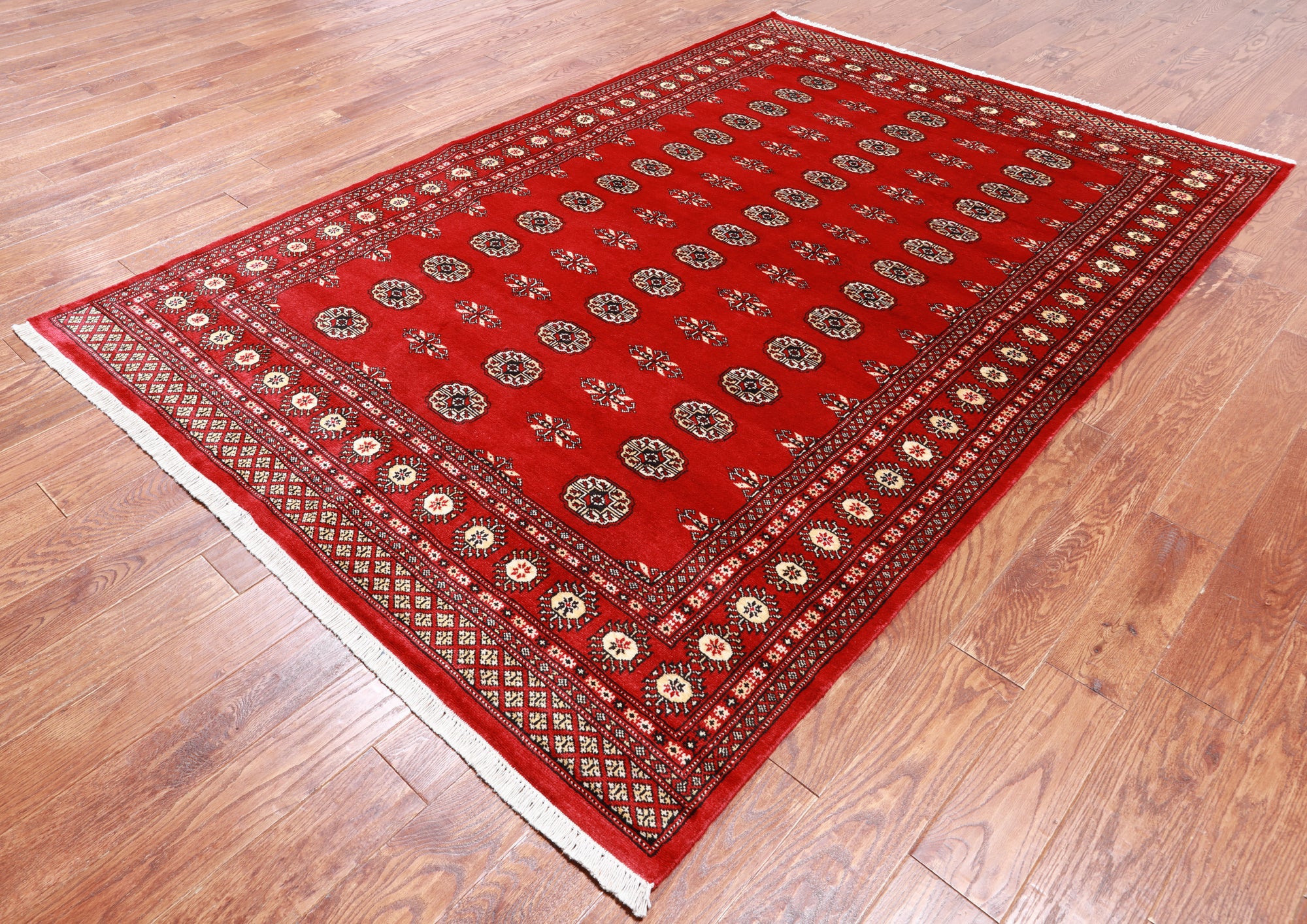 Red Bokhara Hand-Knotted Wool Rug - 6' 1" X 8' 9"