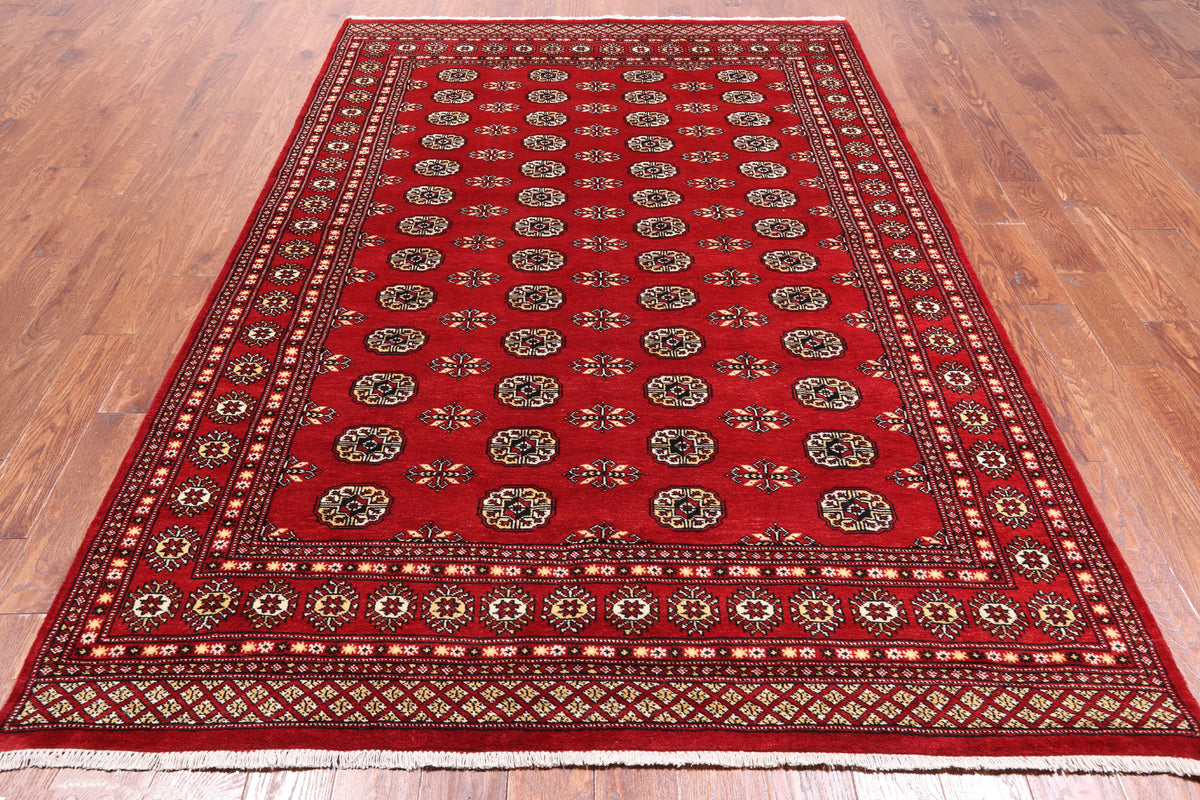Red Bokhara Hand-Knotted Wool Rug - 6' 1" X 8' 10"
