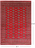 Red Bokhara Hand-Knotted Wool Rug - 6' 1" X 8' 10"