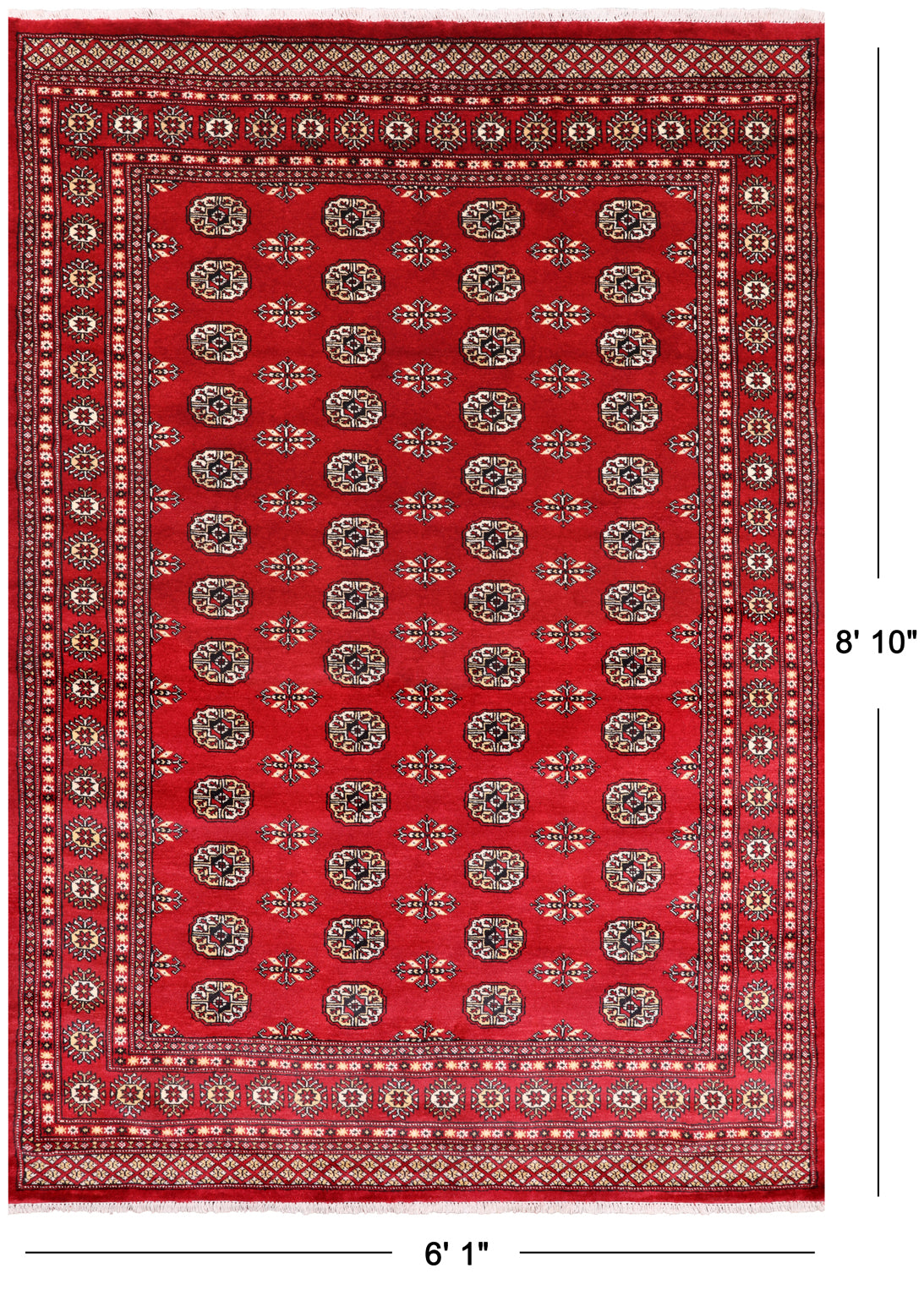 Red Bokhara Hand-Knotted Wool Rug - 6' 1" X 8' 10"