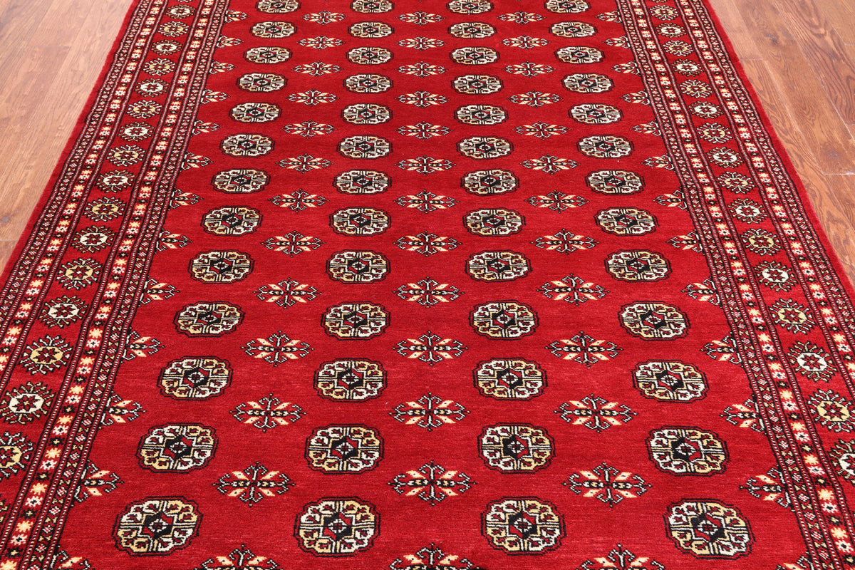 Red Bokhara Hand-Knotted Wool Rug - 6' 1" X 8' 10"