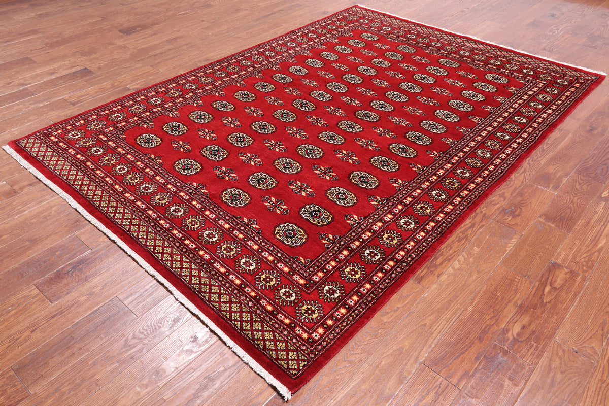 Red Bokhara Hand-Knotted Wool Rug - 6' 1" X 8' 10"