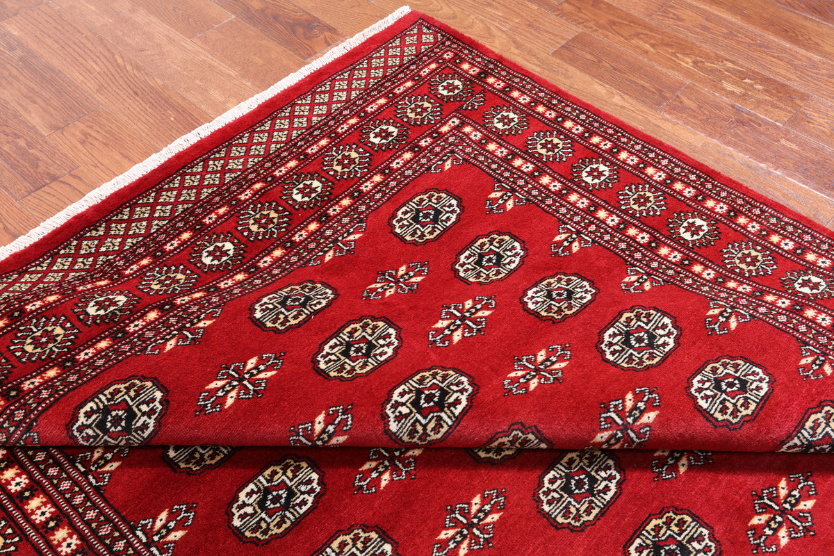 Red Bokhara Hand-Knotted Wool Rug - 6' 1" X 8' 10"