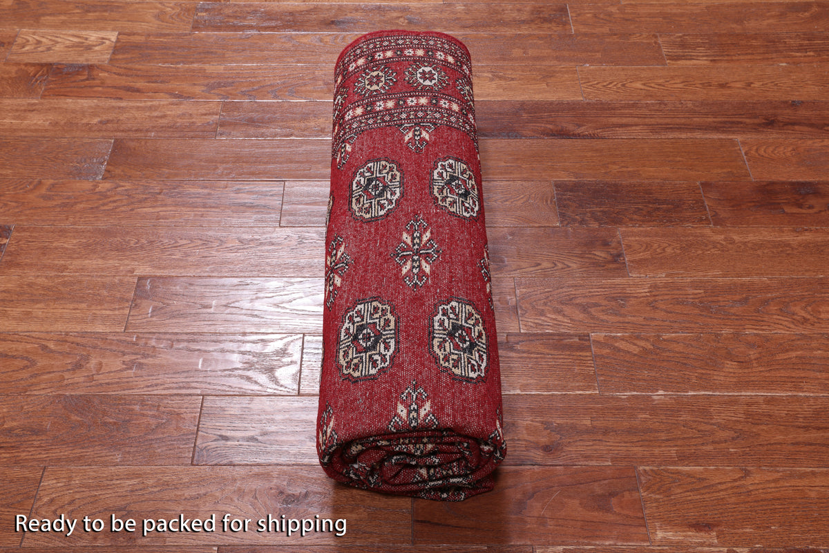 Red Bokhara Hand-Knotted Wool Rug - 6' 1" X 8' 10"