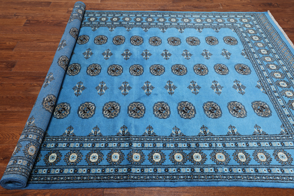 Blue Bokhara Hand Knotted Wool Rug - 6' 1" X 8' 4"