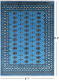 Blue Bokhara Hand Knotted Wool Rug - 6' 1" X 8' 4"
