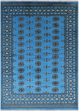 Blue Bokhara Hand Knotted Wool Rug - 6' 1" X 8' 4"