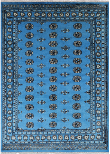 Blue Bokhara Hand Knotted Wool Rug - 6' 1" X 8' 4"