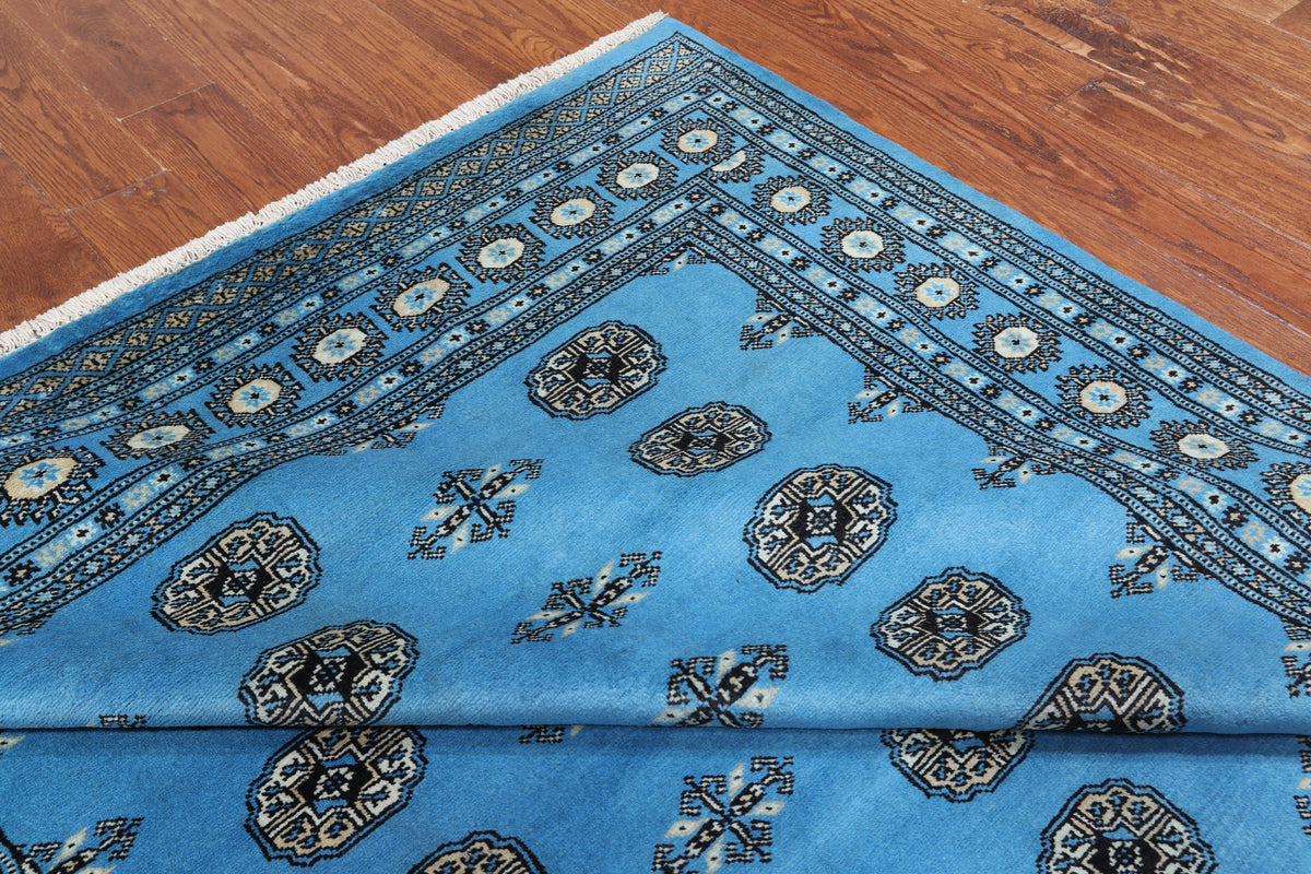 Blue Bokhara Hand Knotted Wool Rug - 6' 1" X 8' 4"