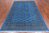 Blue Bokhara Hand Knotted Wool Rug - 6' 1" X 9' 0"