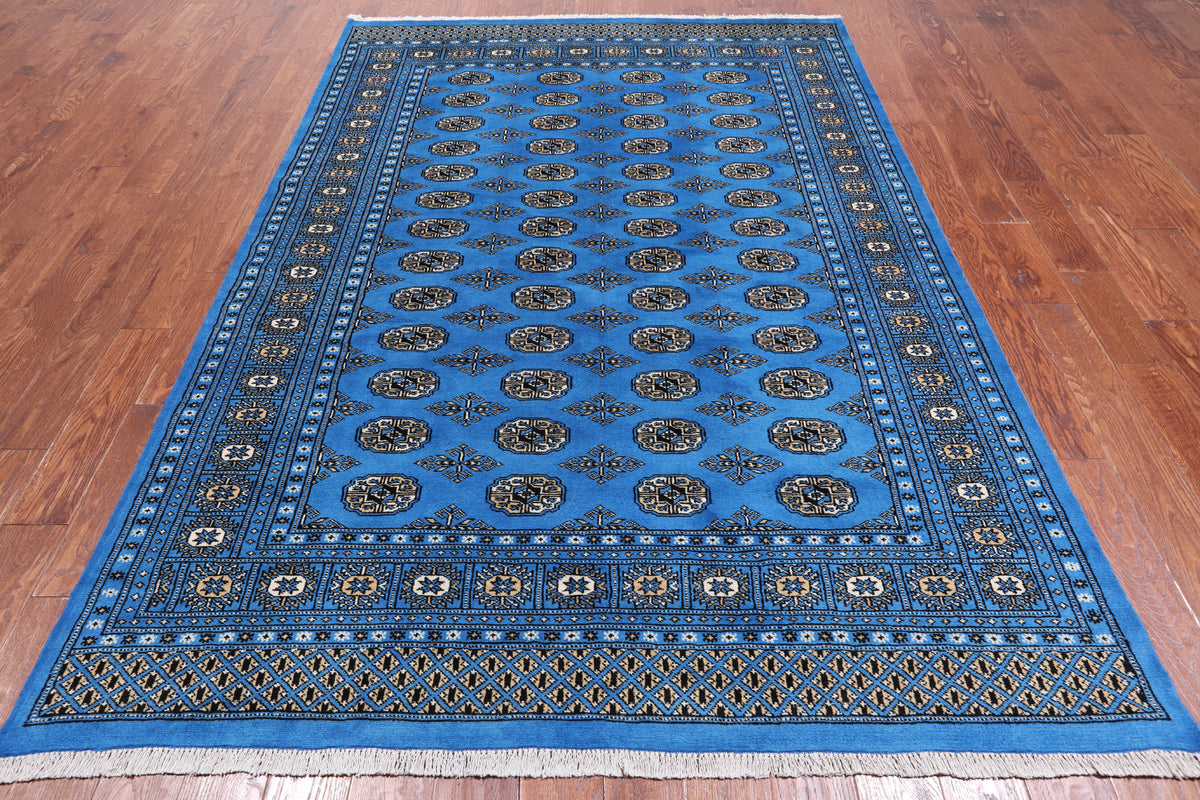 Blue Bokhara Hand Knotted Wool Rug - 6' 1" X 9' 0"