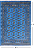 Blue Bokhara Hand Knotted Wool Rug - 6' 1" X 9' 0"