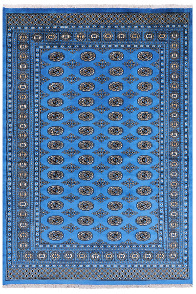 Blue Bokhara Hand Knotted Wool Rug - 6' 1" X 9' 0"