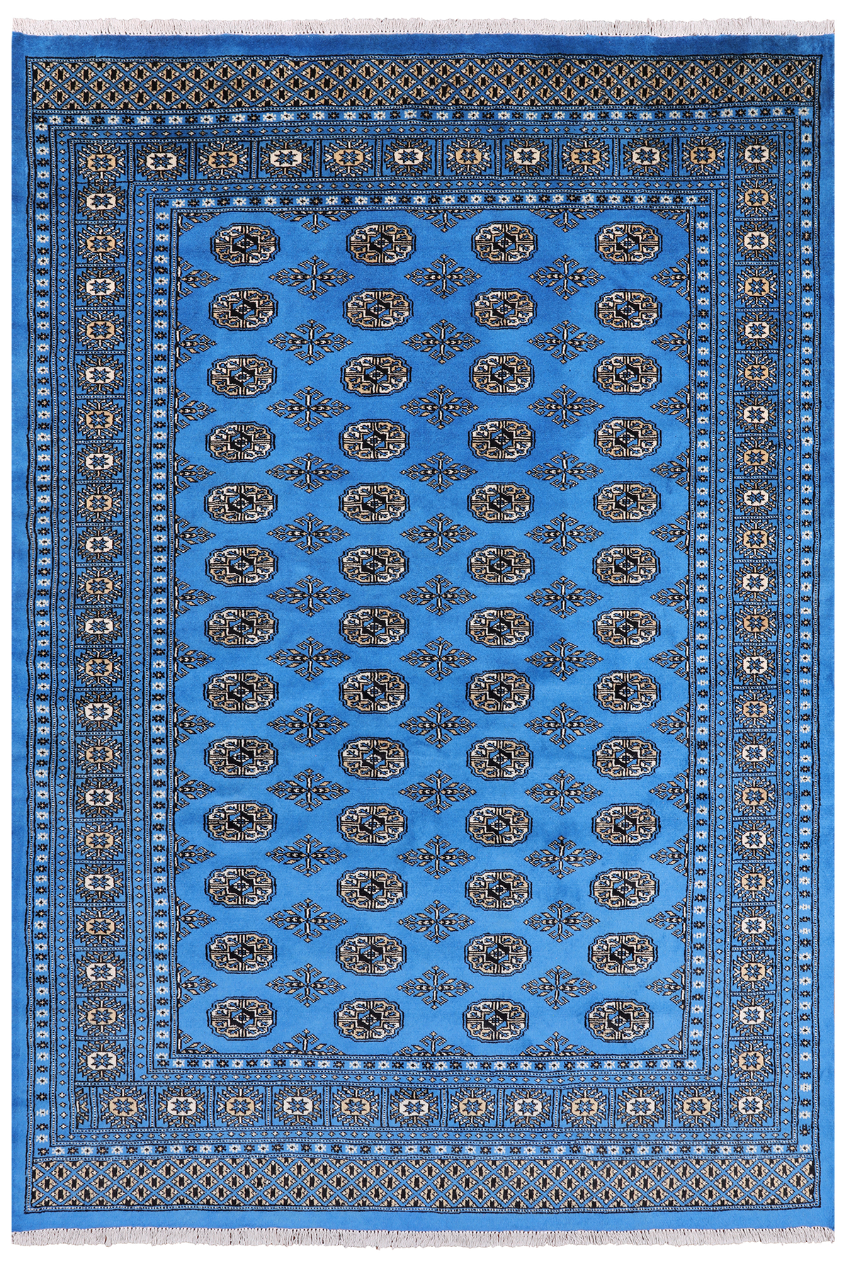 Blue Bokhara Hand Knotted Wool Rug - 6' 1" X 9' 0"