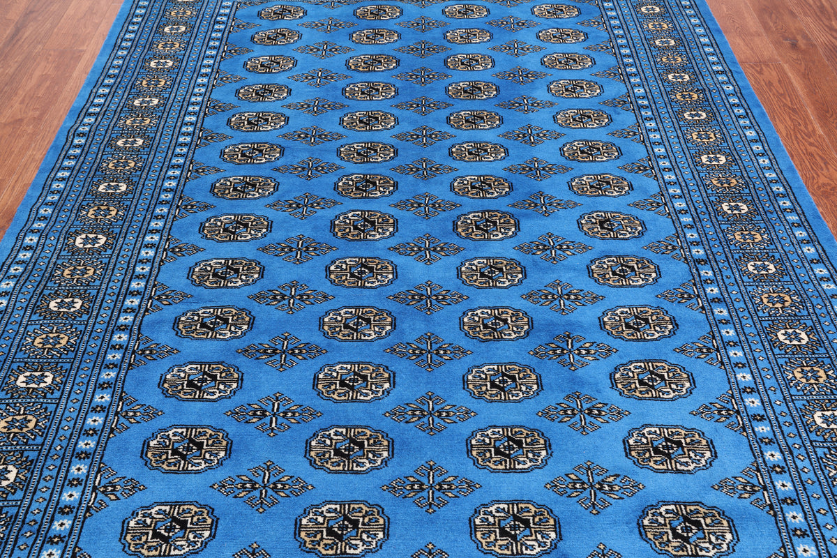 Blue Bokhara Hand Knotted Wool Rug - 6' 1" X 9' 0"