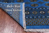 Blue Bokhara Hand Knotted Wool Rug - 6' 1" X 9' 0"